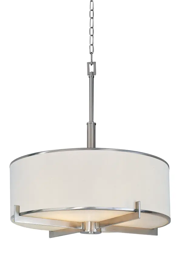 The Nexus collection is the true standard for contemporary lighting. The flat rectangular tube arm forms to a perfect angle and comes finished in choice of Satin Nickel or Oil Rubbed Bronze. The White fabric drum shade is trimmed with metal rings in matching finish for a clean, tailored look.