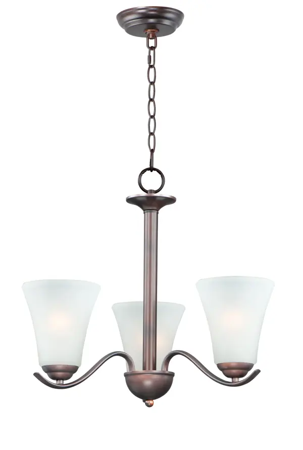 Gently waving arms of Satin Nickel or Oil Rubbed Bronze support tall-profile Frosted glass shades creating a scale normally not found in this category of lighting. The bath vanity may be installed up or down and also includes a Polished Chrome finish.