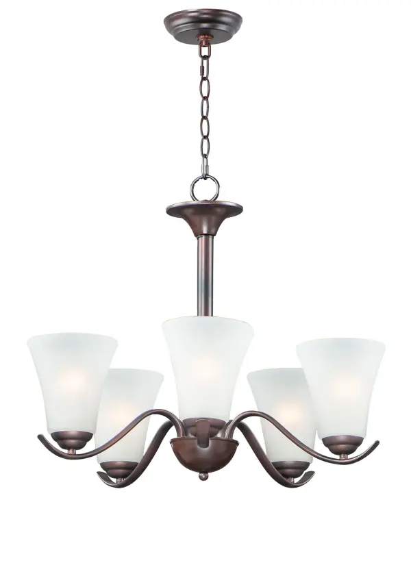Gently waving arms of Satin Nickel or Oil Rubbed Bronze support tall-profile Frosted glass shades creating a scale normally not found in this category of lighting. The bath vanity may be installed up or down and also includes a Polished Chrome finish.