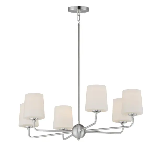 Understated elegance and convenience in its design, the simple curved arms of the Bristol collection outstretch in elongated proportions that terminate at a tapered Satin White glass shade. Designed to emulate a traditional fabric shade, the material being glass adds the element of easy maintenance and allows for upward and downward facing light installations. The single tiered wider diameters on the chandeliers also offer an upscale country living addition to the collection. Available in various finishes of Satin Nickel, Satin Brass, or black tones including a textured Anthracite finish on the chandeliers and sconces.