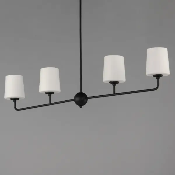 Understated elegance and convenience in its design, the simple curved arms of the Bristol collection outstretch in elongated proportions that terminate at a tapered Satin White glass shade. Designed to emulate a traditional fabric shade, the material being glass adds the element of easy maintenance and allows for upward and downward facing light installations. The single tiered wider diameters on the chandeliers also offer an upscale country living addition to the collection. Available in various finishes of Satin Nickel, Satin Brass, or black tones including a textured Anthracite finish on the chandeliers and sconces. - alternate view