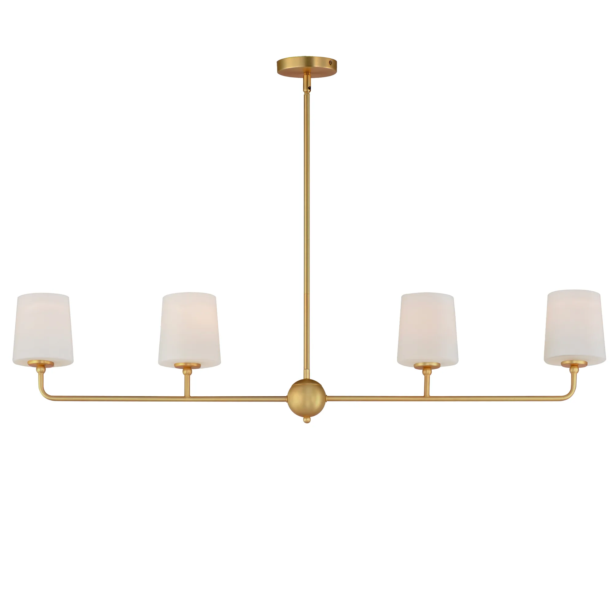 Bristol Four Light Linear Chandelier in Satin Brass