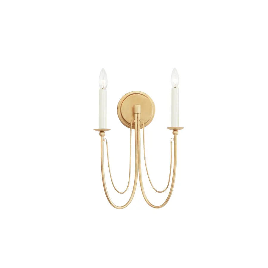 Plumette Two Light Wall Sconce in Gold Leaf - Image 1