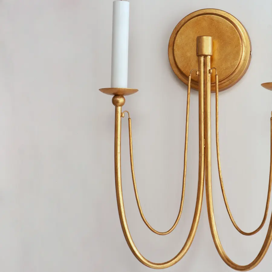 Plumette Two Light Wall Sconce in Gold Leaf - Image 4