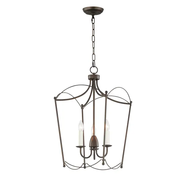 Sweeping metal accents links create classic curves on a minimalist chandelier. Available in hand-rubbed Chestnut Bronze or elegant Gold Leaf finishes. Add crystal accents to elevate the design for a more extravagant glamour. The design manages to evoke French Country charm and enchants any room it illuminates.