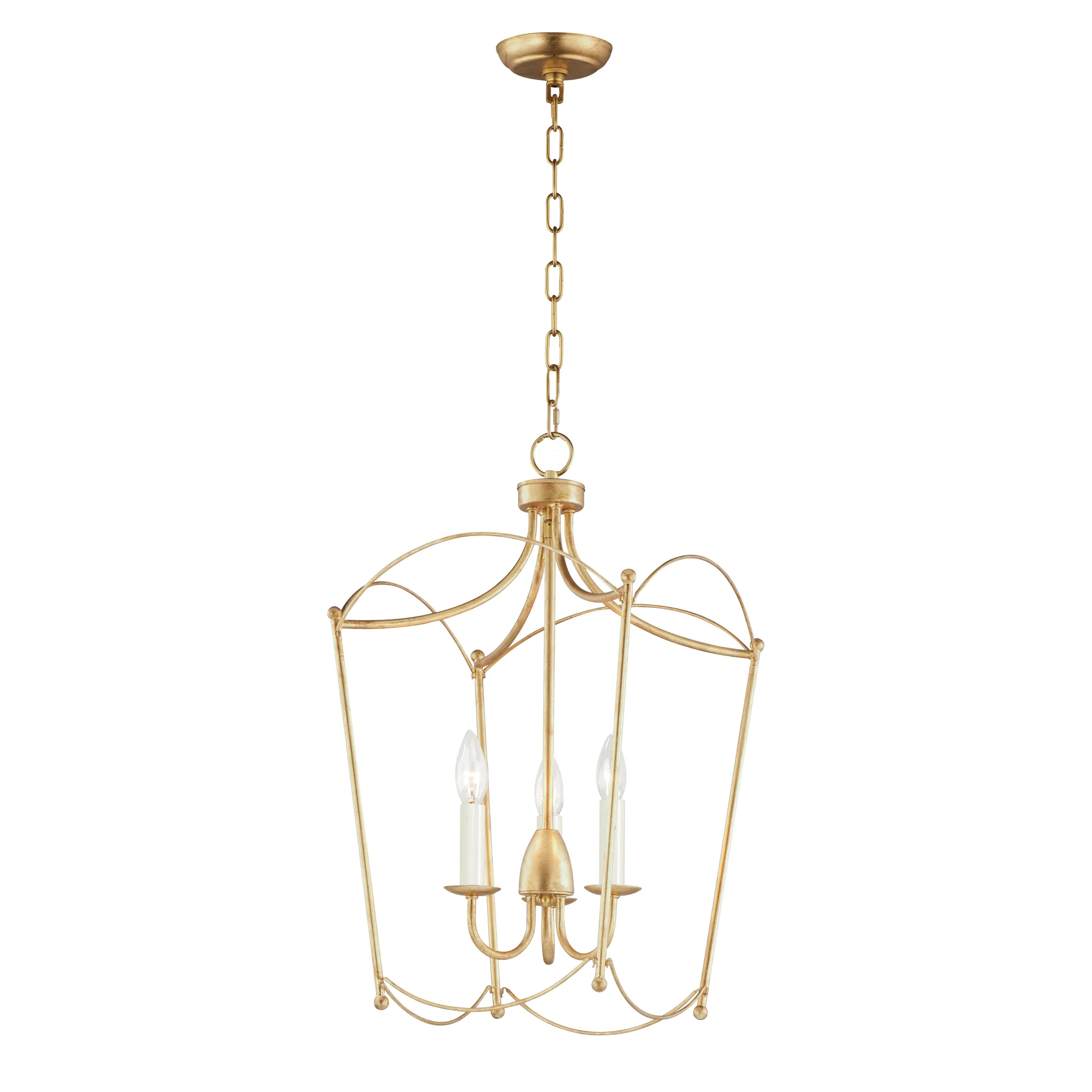 Plumette Three Light Pendant in Gold Leaf