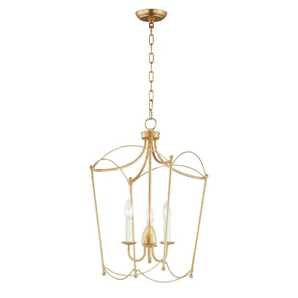 Plumette Three Light Pendant in Gold Leaf - Image 1