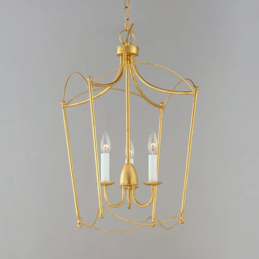 Plumette Three Light Pendant in Gold Leaf - Image 3