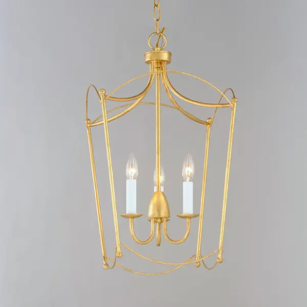 Plumette Three Light Pendant in Gold Leaf - Image 4