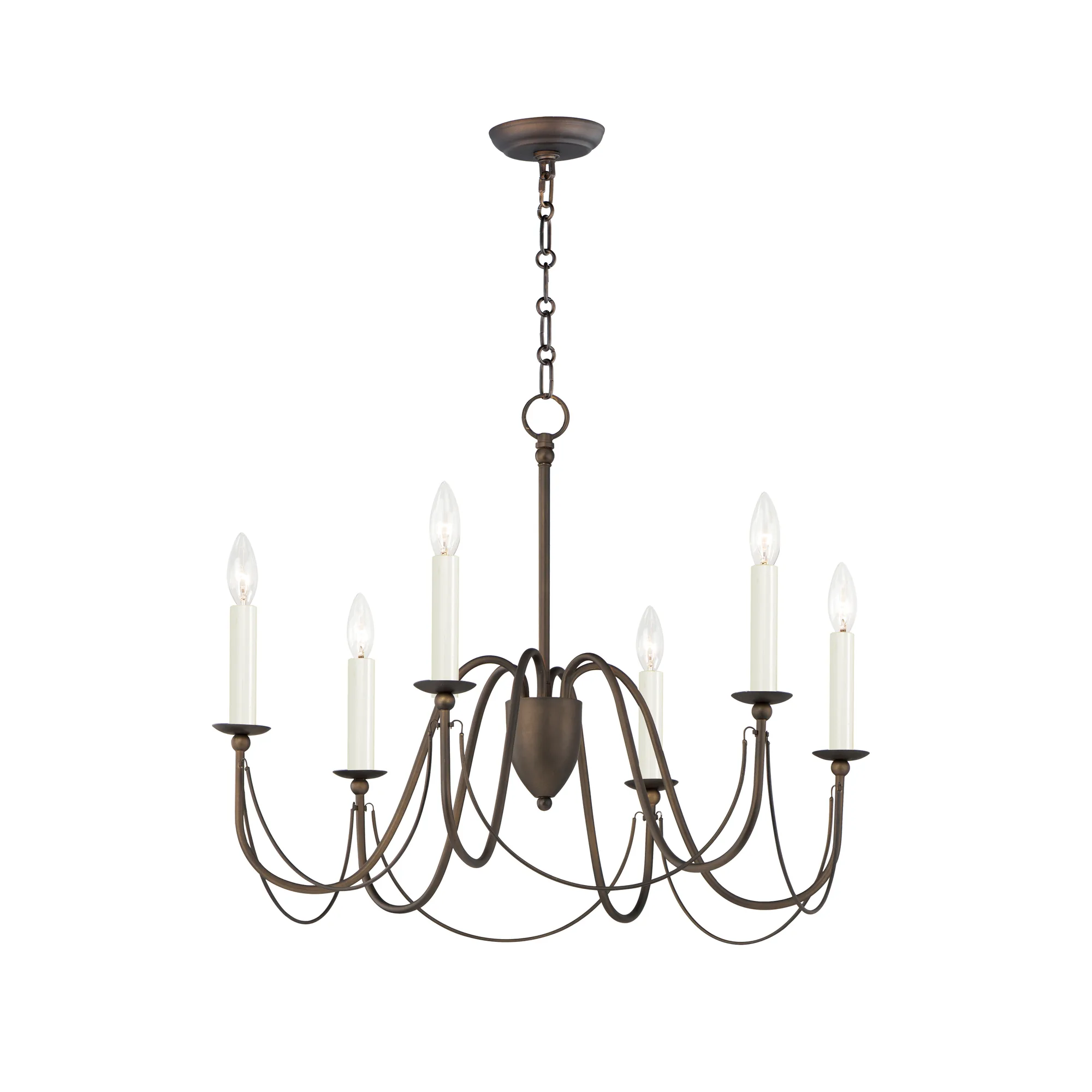 Plumette Six Light Chandelier in Chestnut Bronze