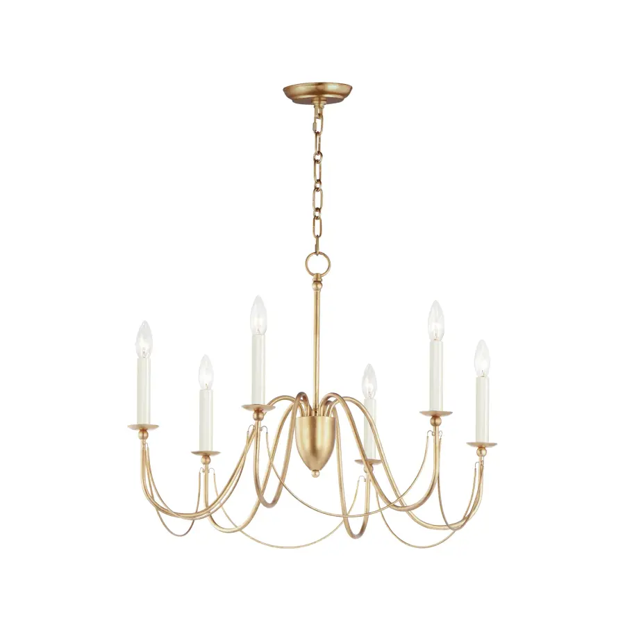 Plumette 6-Light Chandelier in Gold Leaf - Image 1