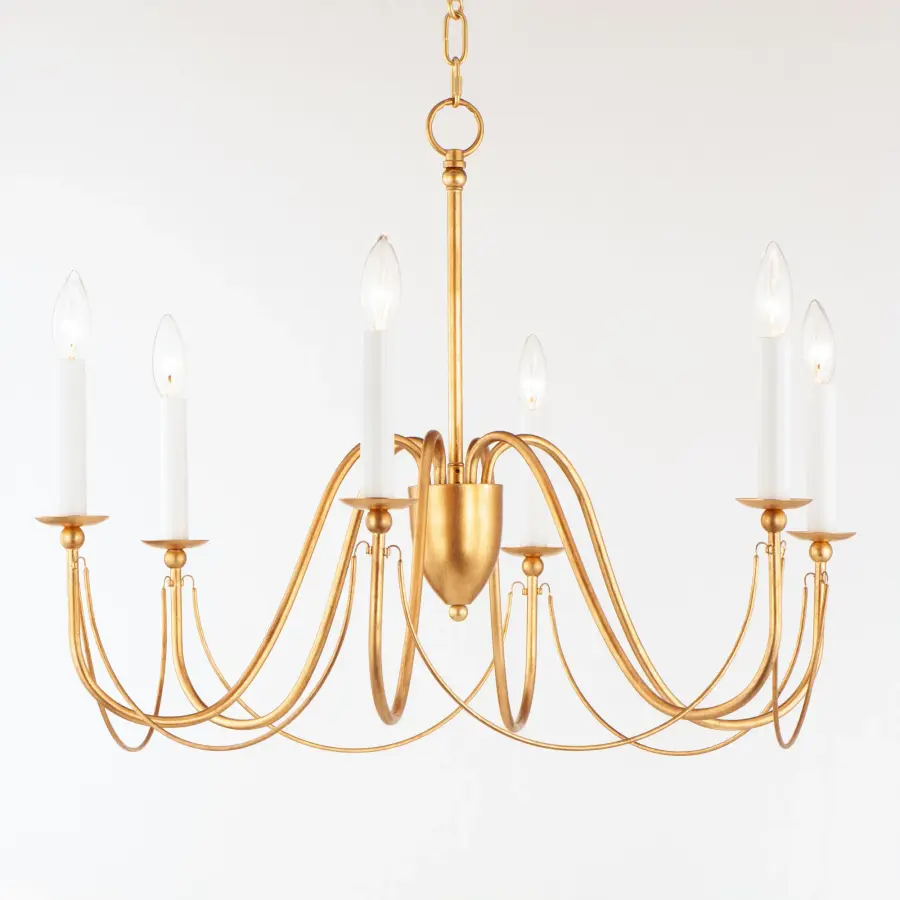 Plumette 6-Light Chandelier in Gold Leaf - Image 4