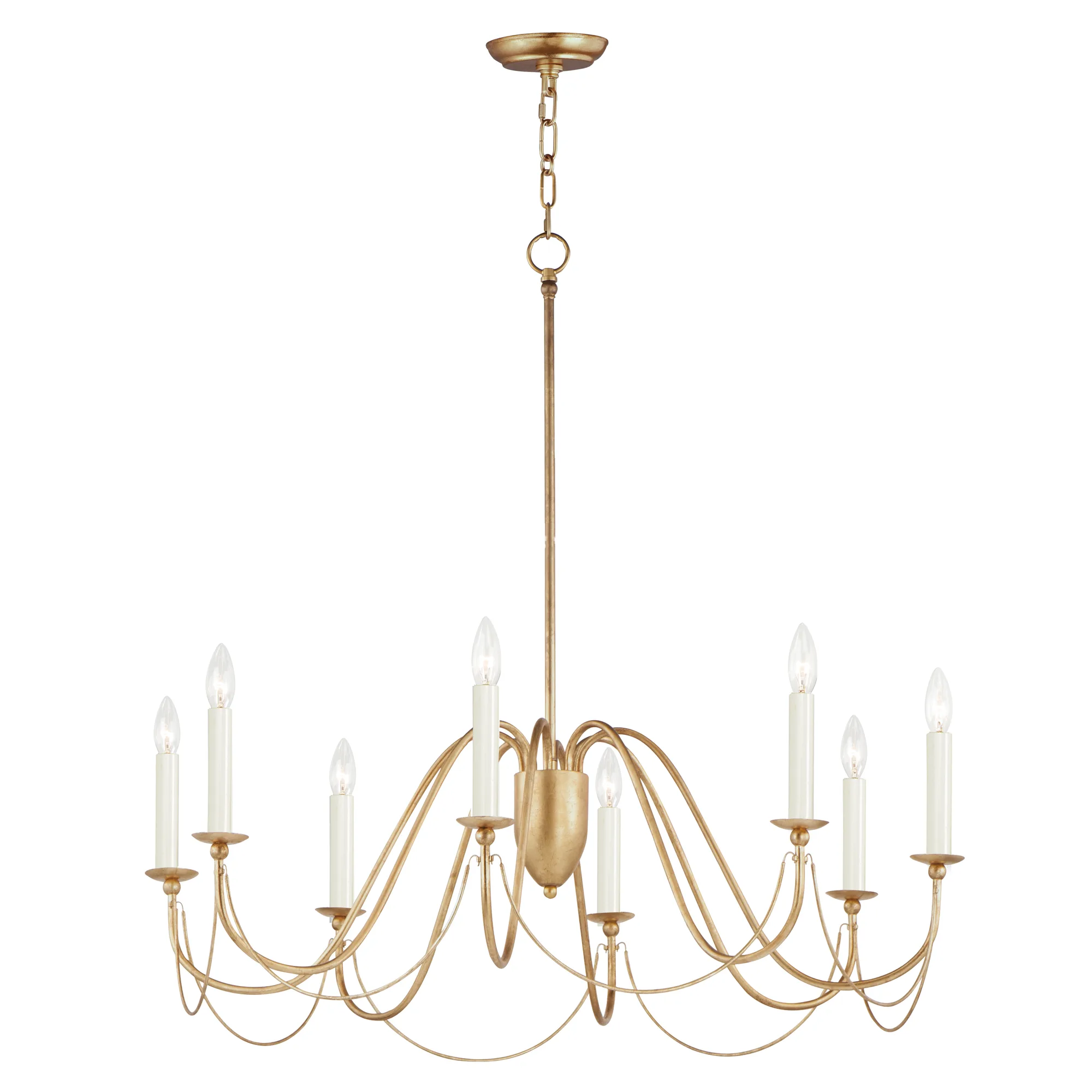 Plumette Eight Light Chandelier in Gold Leaf