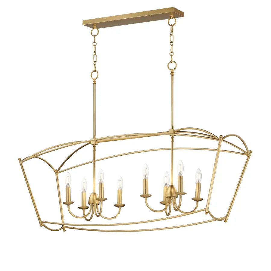 Plumette 8-Light Linear Pendant in Gold Leaf - Image 1