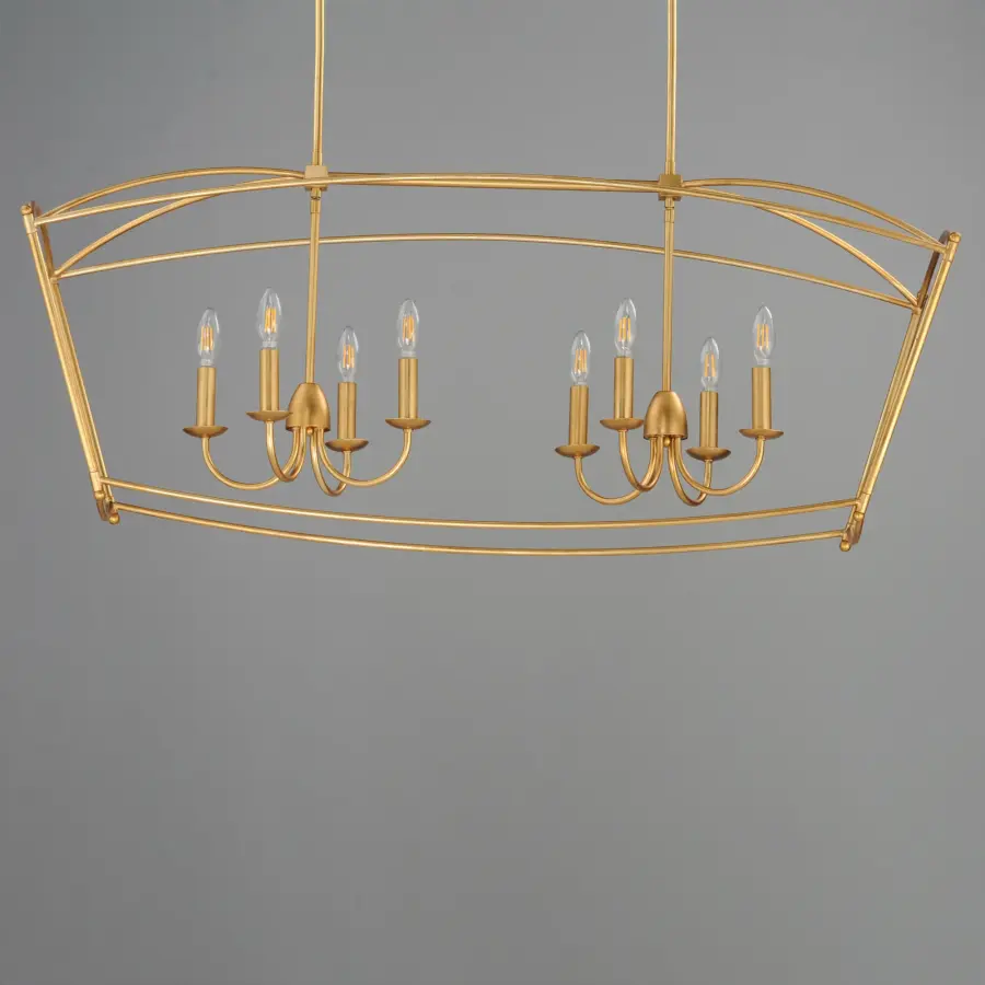 Plumette 8-Light Linear Pendant in Gold Leaf - Image 2