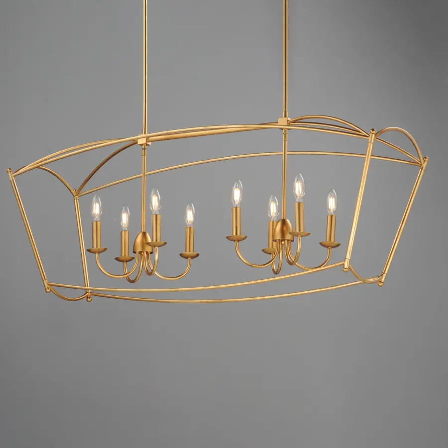 Plumette 8-Light Linear Pendant in Gold Leaf - Image 3