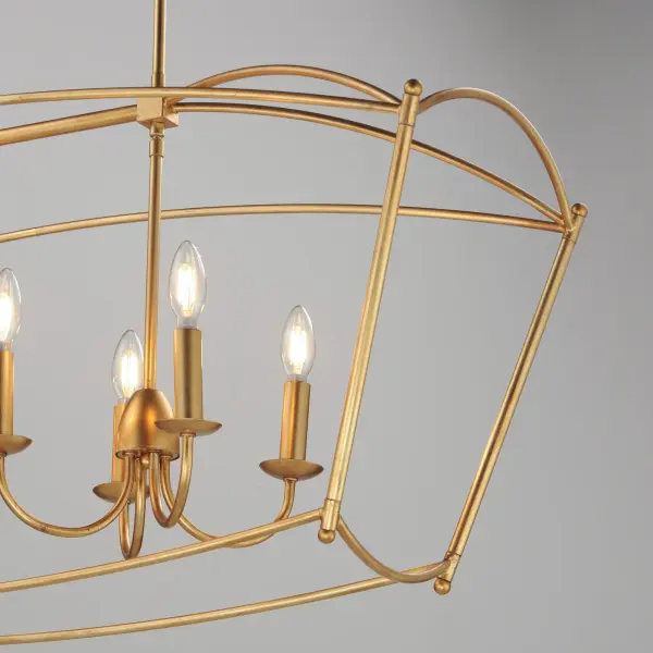 Plumette 8-Light Linear Pendant in Gold Leaf - Image 4