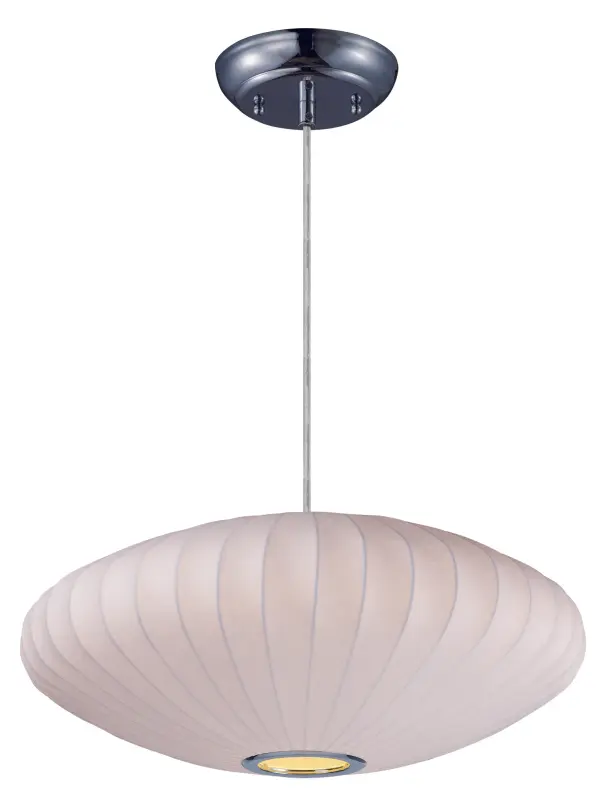 A web of fiberglass Is bonded together with latex and stretched over steel frames, creating a 5O's contemporary design. When illuminated, the fiber shows through the soft fabric and adds texture to this unique look.