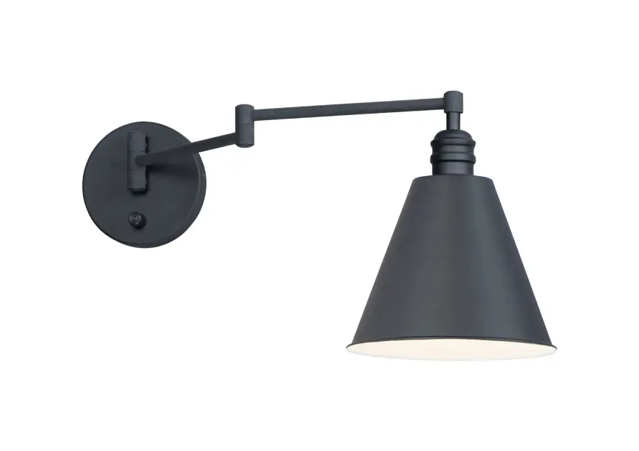 Library One Light Wall Sconce in Black - Image 1