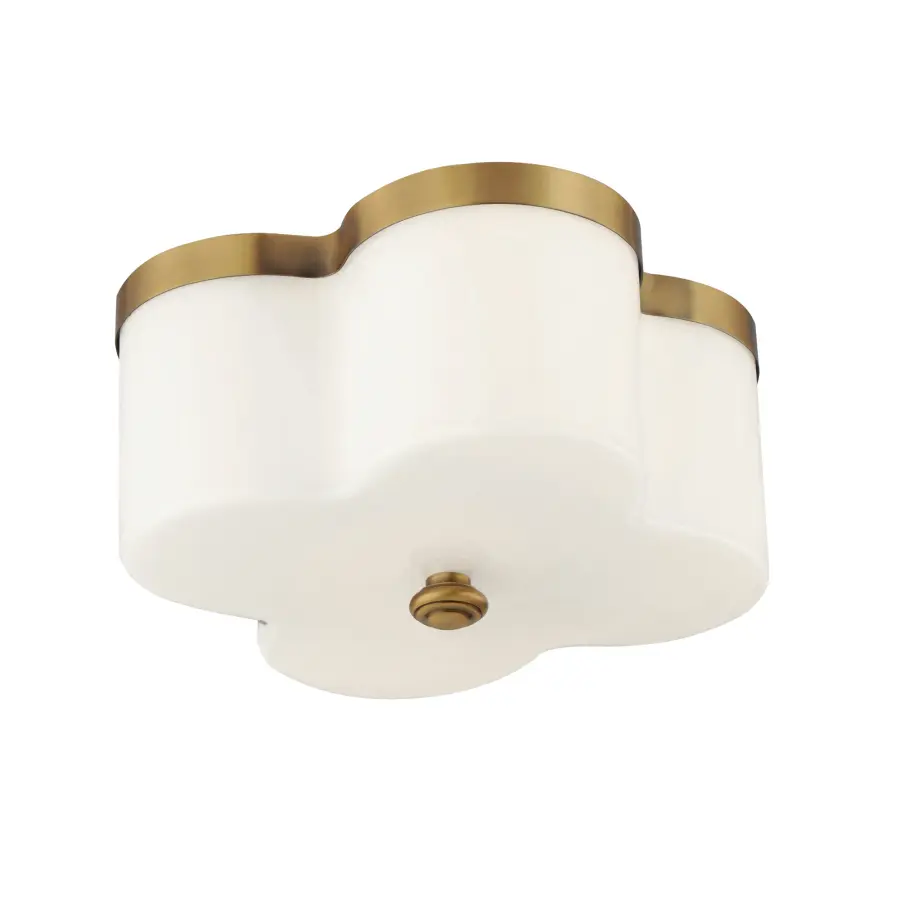 Clover Two Light Flush Mount in Natural Aged Brass - Image 1
