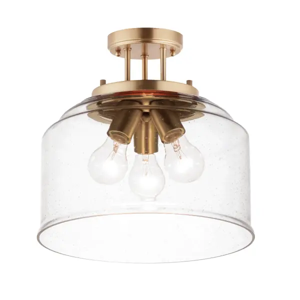 Acadia 3-Light Semi-Flush Mount in Heritage Brass - Image 1