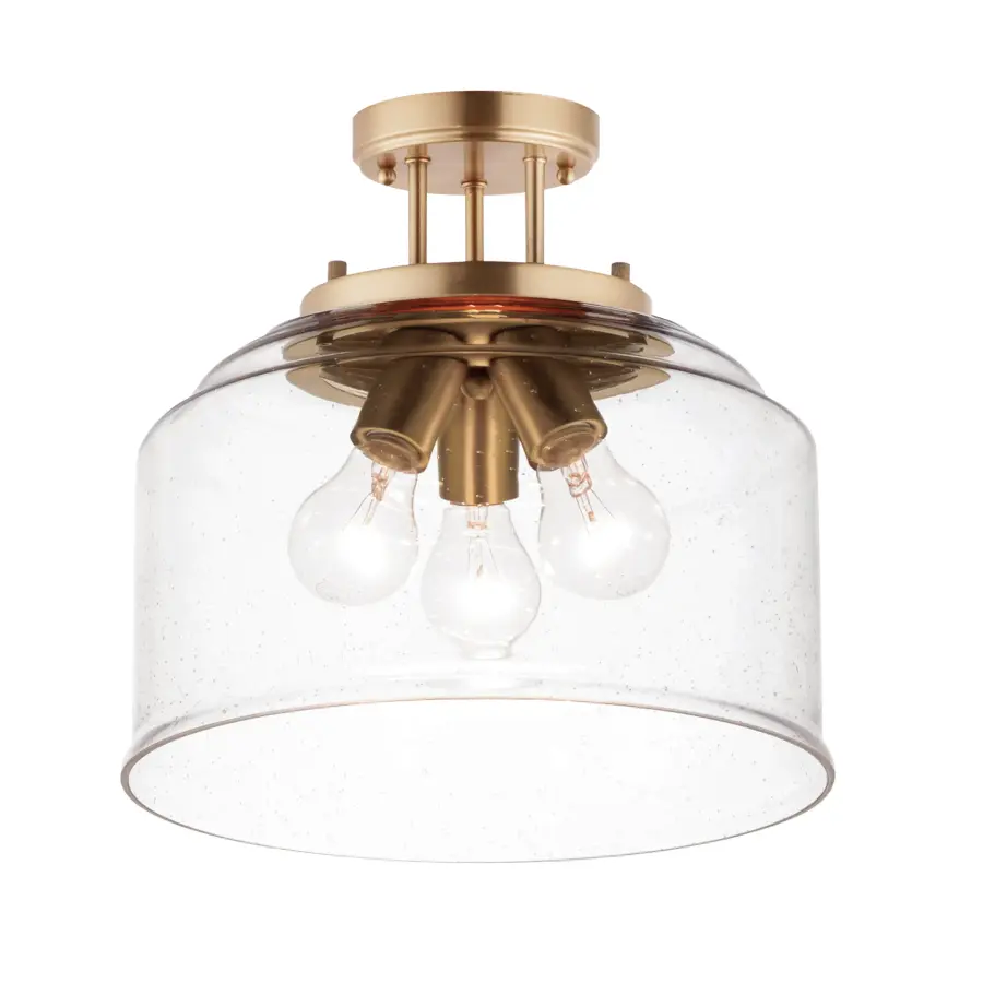 Acadia 3-Light Semi-Flush Mount in Heritage Brass - Image 1