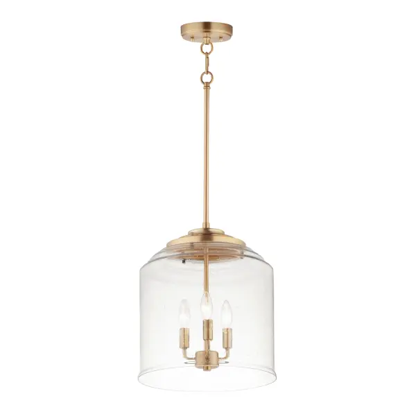 Acadia Three Light Pendant in Heritage Brass - Image 1