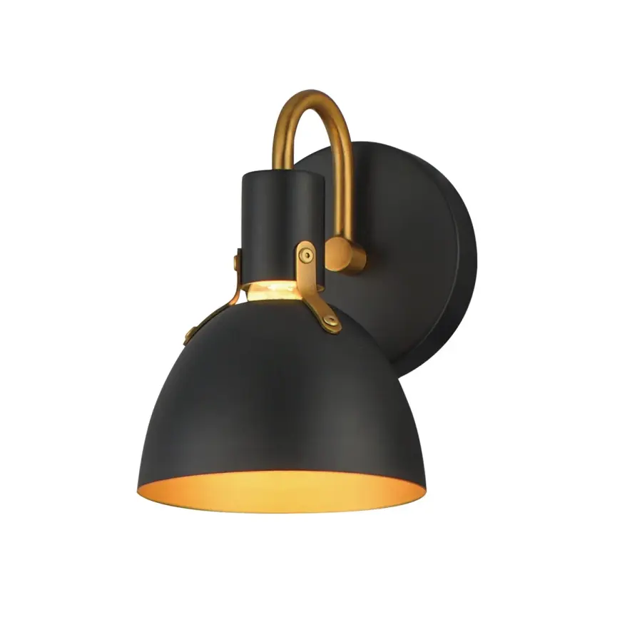 Dusk One Light Wall Sconce in Black / Antique Brass