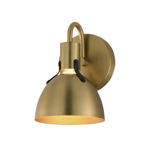 Collection: Dusk Finish: Satin Brass Width: 6.00" Height: 8.75" Weight: 1.54 lb Extension from Wall: 6.75" Wire: 120" Canopy: 5"x5" Number of Bulbs: 1 Maximum Wattage: 60.00 W Bulb Base: E26 Medium Light Source: Incandescent Voltage: 120.00 V Material: Steel Safety Listing: cETLus Manufacturer Warranty: 2 Spec Sheet