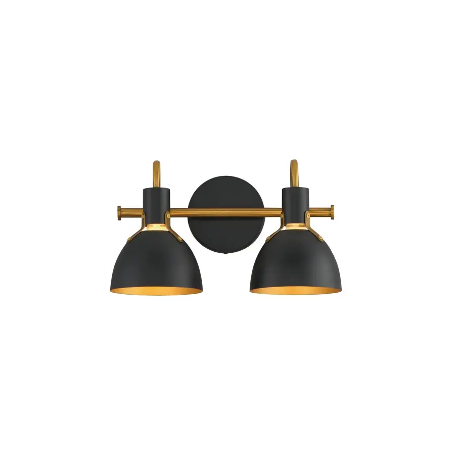 Dusk Two Light Wall Sconce in Black / Antique Brass