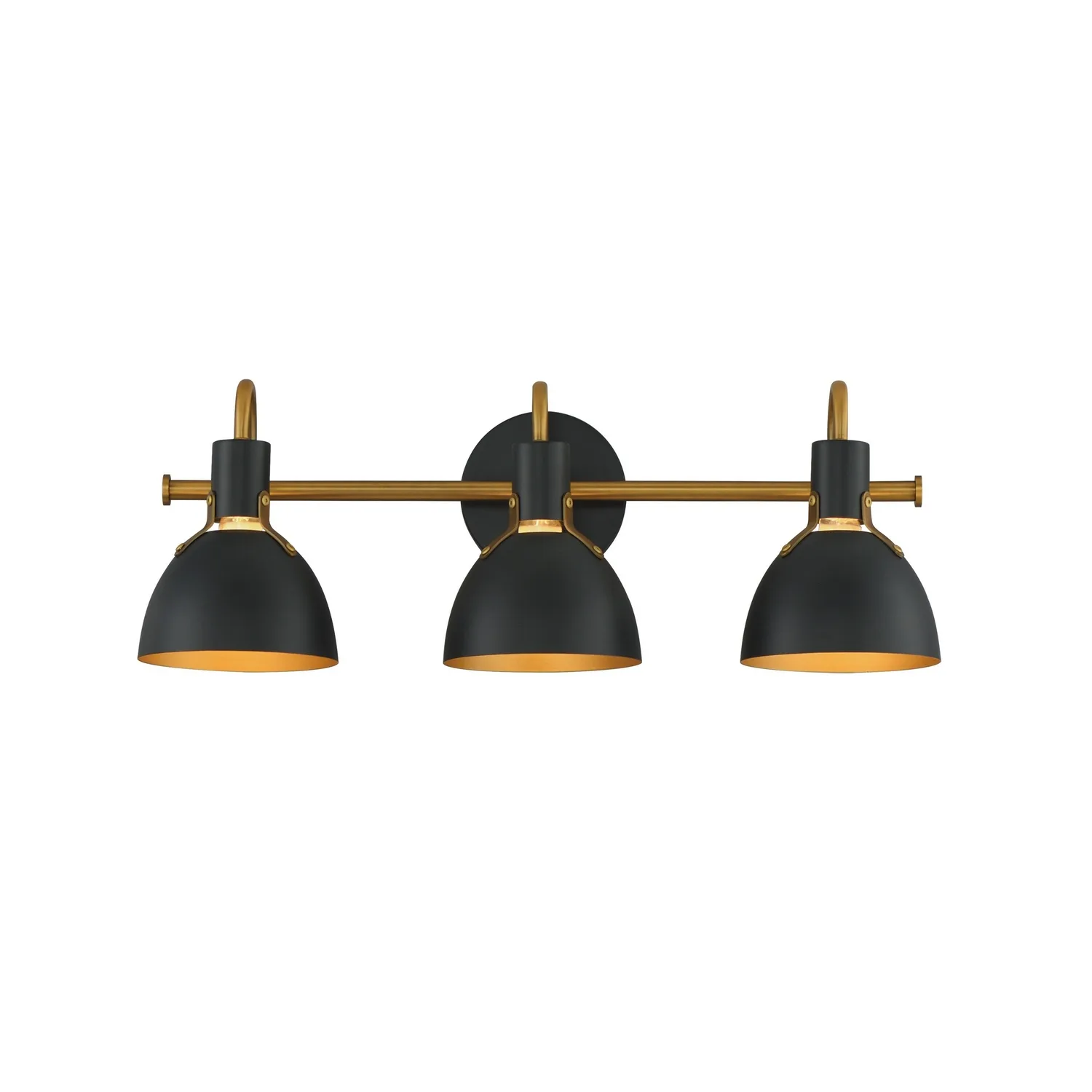 Dusk Three Light Wall Sconce in Black / Antique Brass