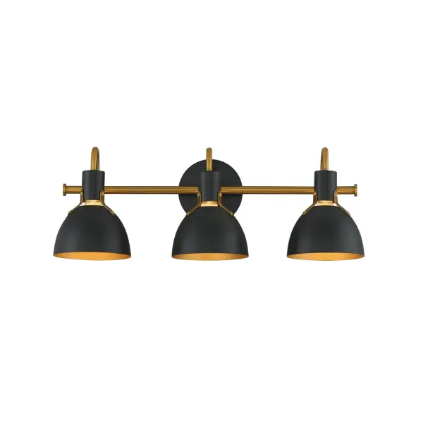 Collection: Dusk Finish: Black / Antique Brass Width: 24.00" Height: 8.75" Weight: 3.74 lb Extension from Wall: 7.00" Wire: 120" Canopy: 5"x5" Number of Bulbs: 3 Maximum Wattage: 60.00 W Bulb Base: E26 Medium Light Source: Incandescent Voltage: 120.00 V Material: Steel Safety Listing: cETLus Manufacturer Warranty: 2 Spec Sheet