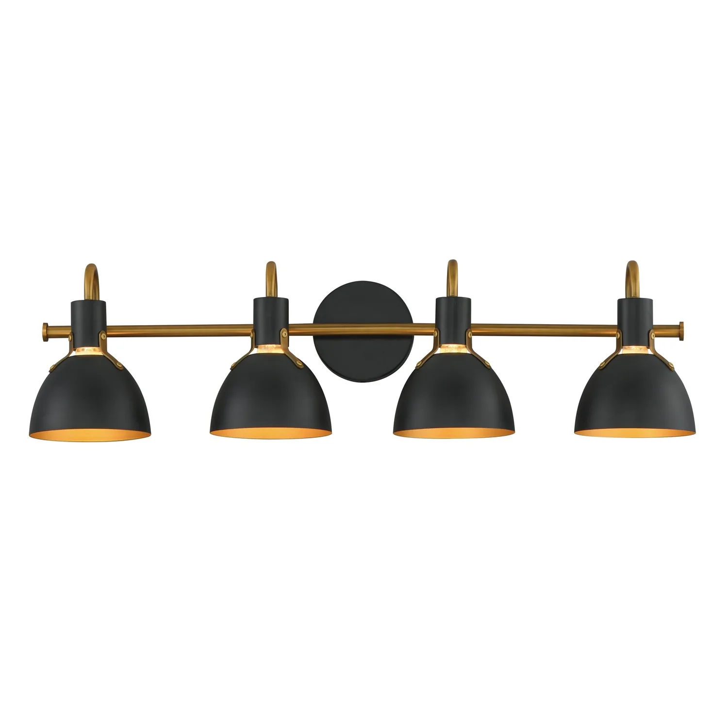 Dusk Four Light Wall Sconce in Black / Antique Brass