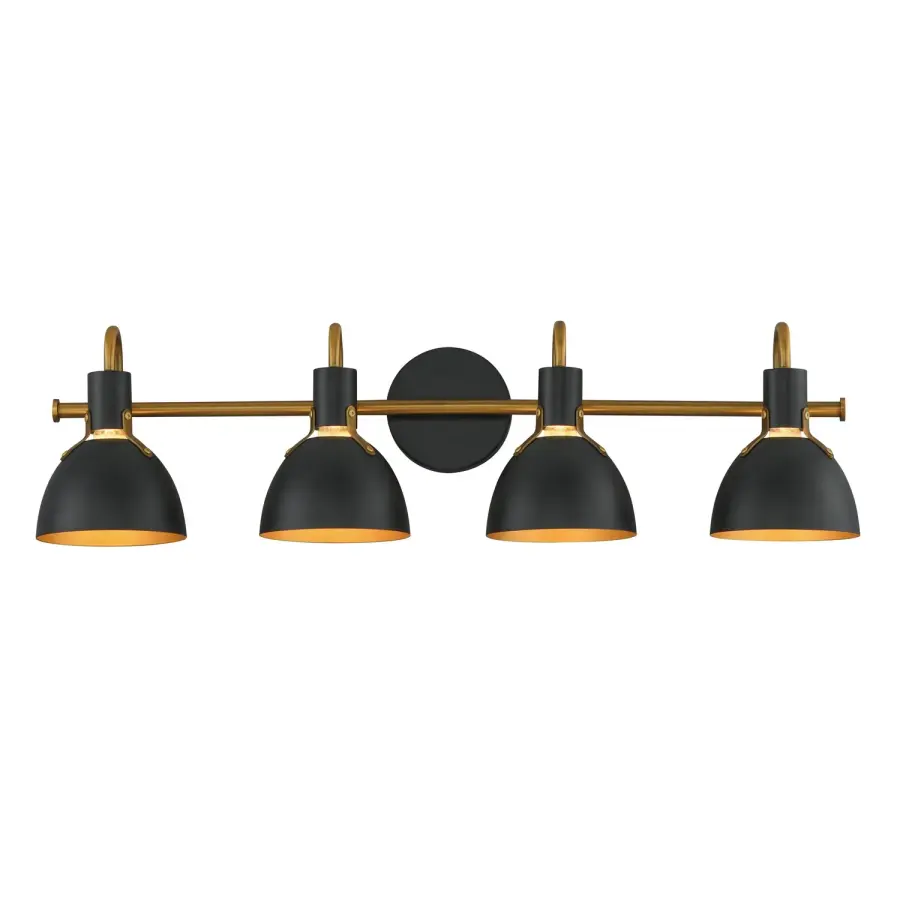 Dusk Four Light Wall Sconce in Black / Antique Brass