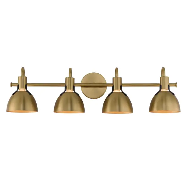 Collection: Dusk Finish: Satin Brass Width: 33.25" Height: 8.75" Weight: 4.62 lb Extension from Wall: 7.00" Wire: 120" Canopy: 5"x5" Number of Bulbs: 4 Maximum Wattage: 60.00 W Bulb Base: E26 Medium Light Source: Incandescent Voltage: 120.00 V Material: Steel Safety Listing: cETLus Manufacturer Warranty: 2 Spec Sheet