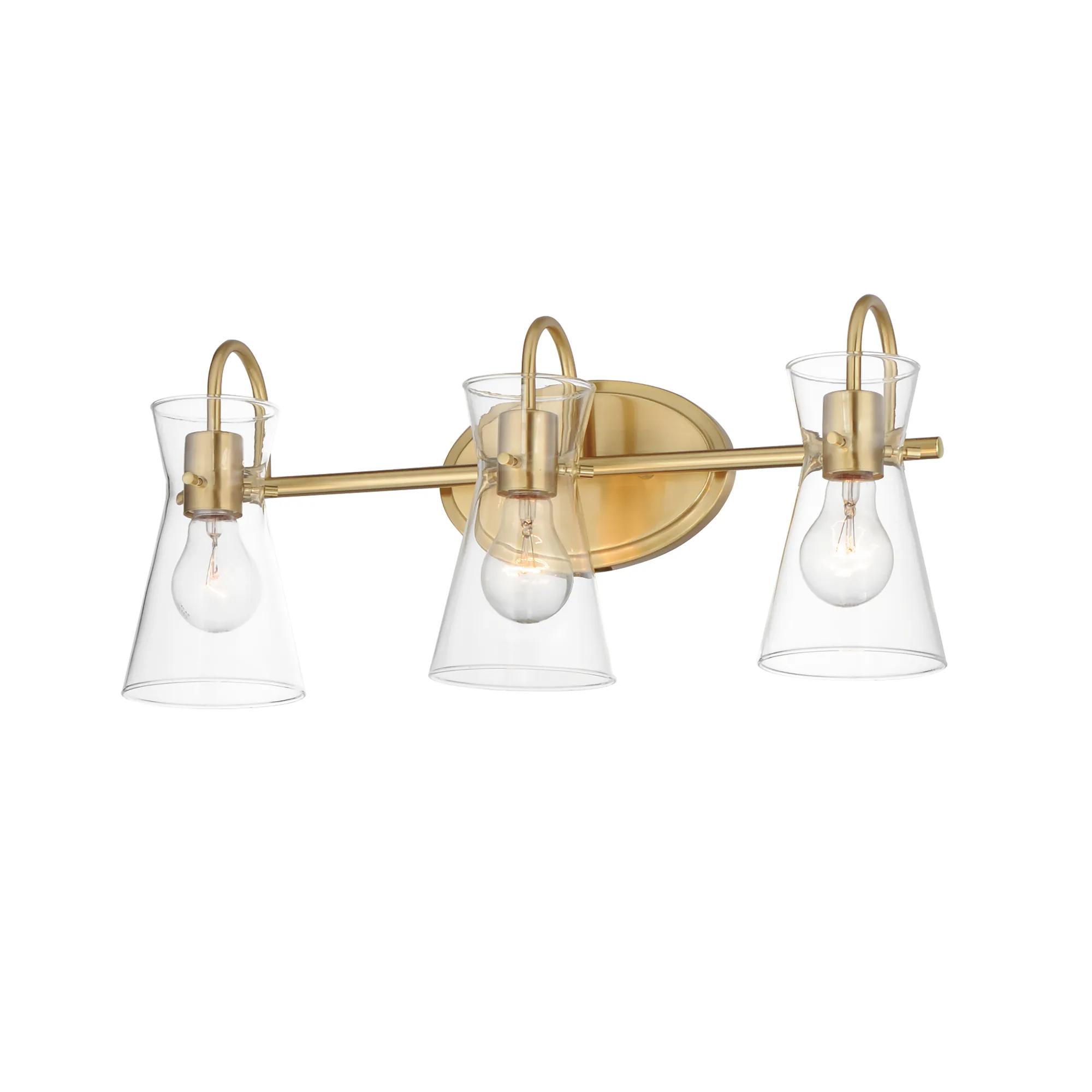Ava Three Light Bath Vanity in Natural Aged Brass