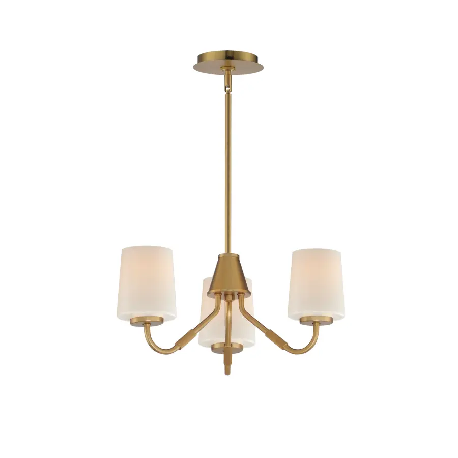 Durham Three Light Chandelier in Natural Aged Brass - Image 1