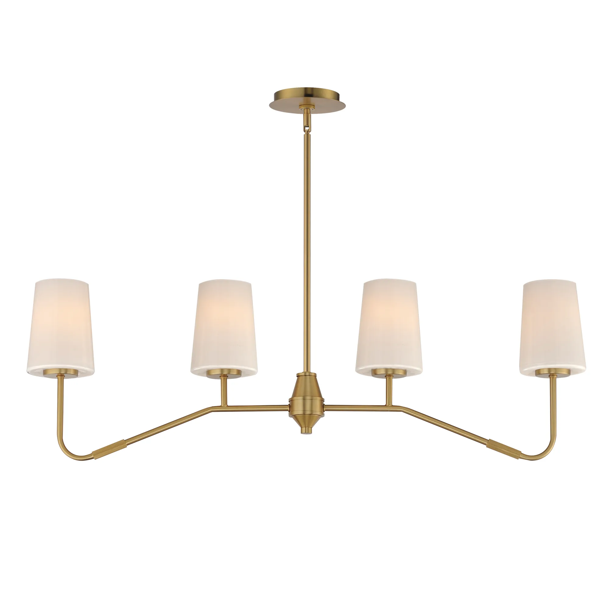 Durham Four Light Linear Chandelier in Natural Aged Brass