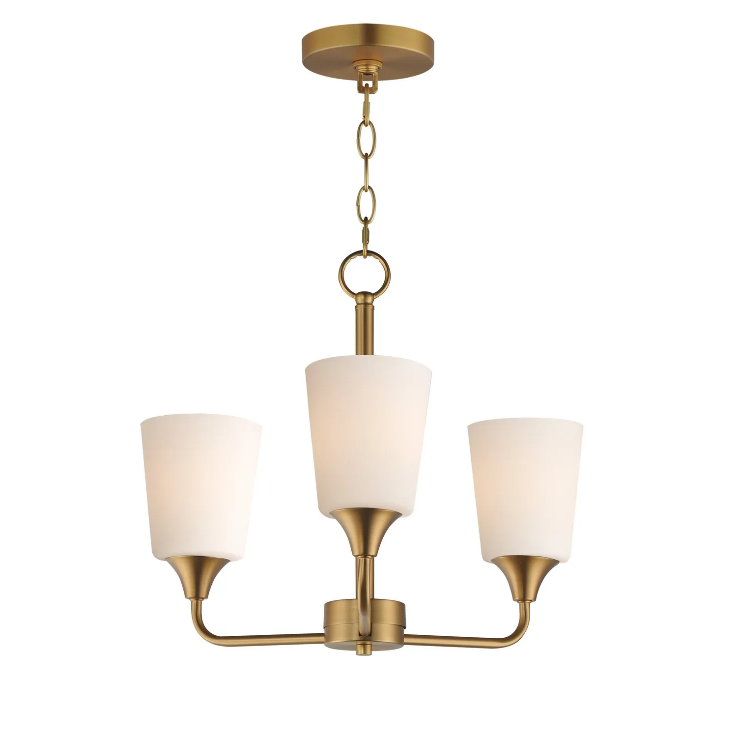 Hudson Three Light Chandelier in Natural Aged Brass