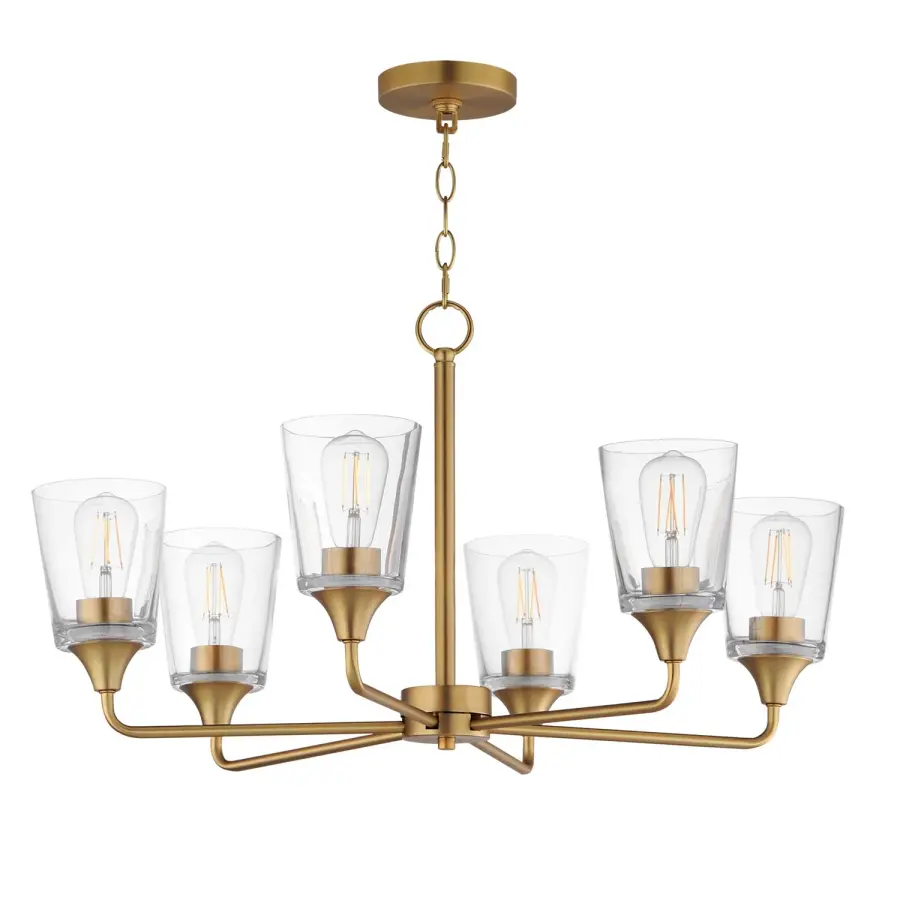 Hudson 6-Light Chandelier in Natural Aged Brass