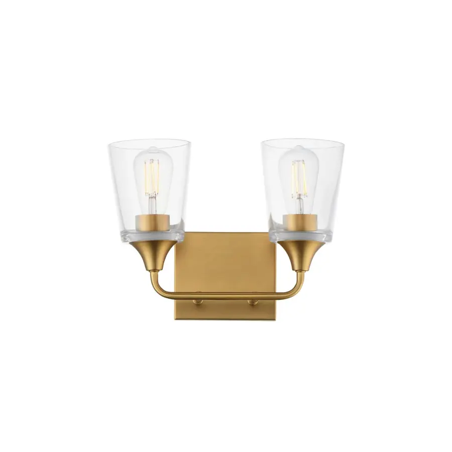 Hudson Two Light Bath Vanity in Natural Aged Brass