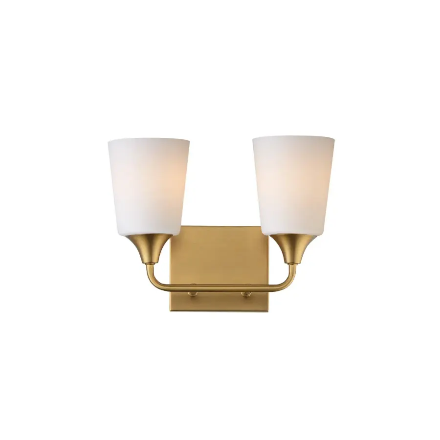 Hudson Two Light Bath Vanity in Natural Aged Brass