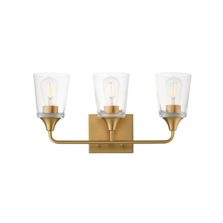Hudson Three Light Bath Vanity in Natural Aged Brass