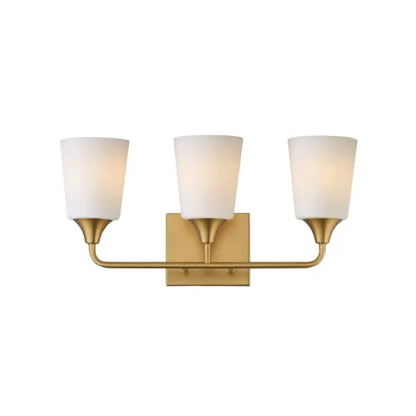Hudson Three Light Bath Vanity in Natural Aged Brass