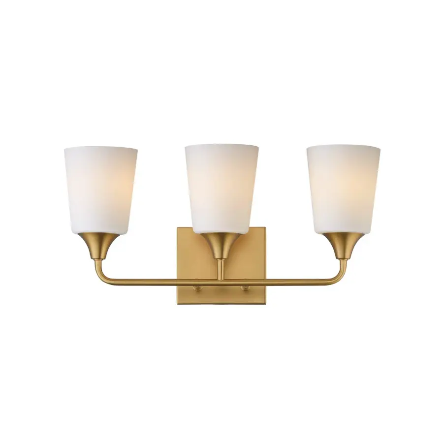 Hudson Three Light Bath Vanity in Natural Aged Brass