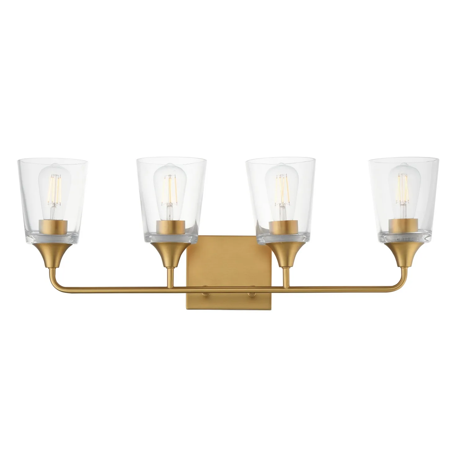 Hudson Four Light Bath Vanity in Natural Aged Brass