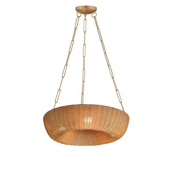 Bower Three Light Pendant in Natural Aged Brass