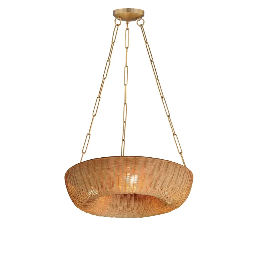 Bower Three Light Pendant in Natural Aged Brass