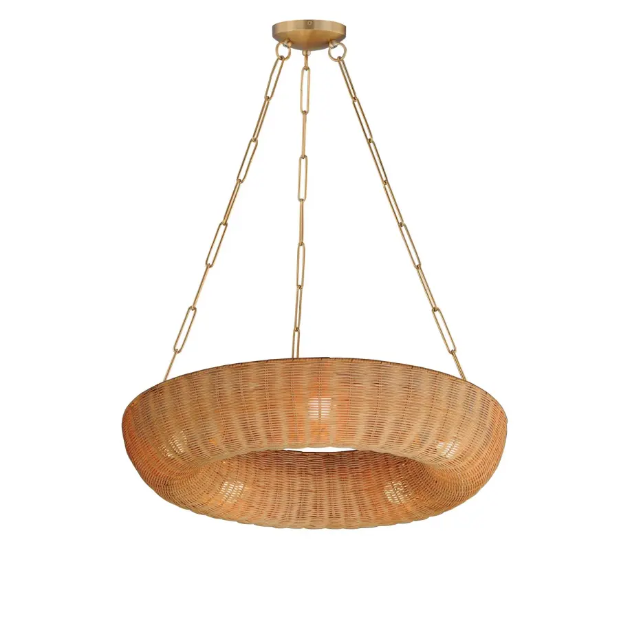 Bower Five Light Pendant in Natural Aged Brass