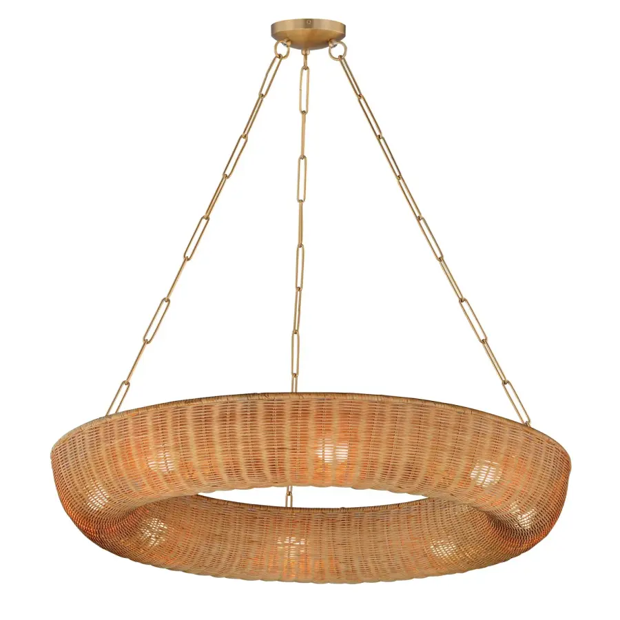 Bower Eight Light Pendant in Natural Aged Brass